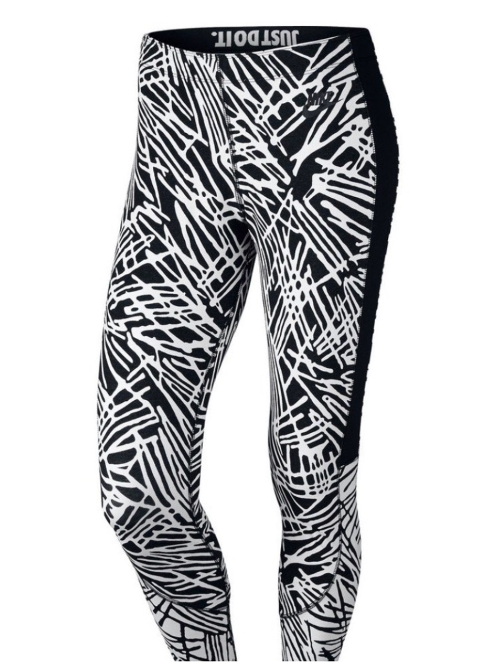 NIKE Leg-A-See Leggings Pants Black White Printed Palm Just Do It Small